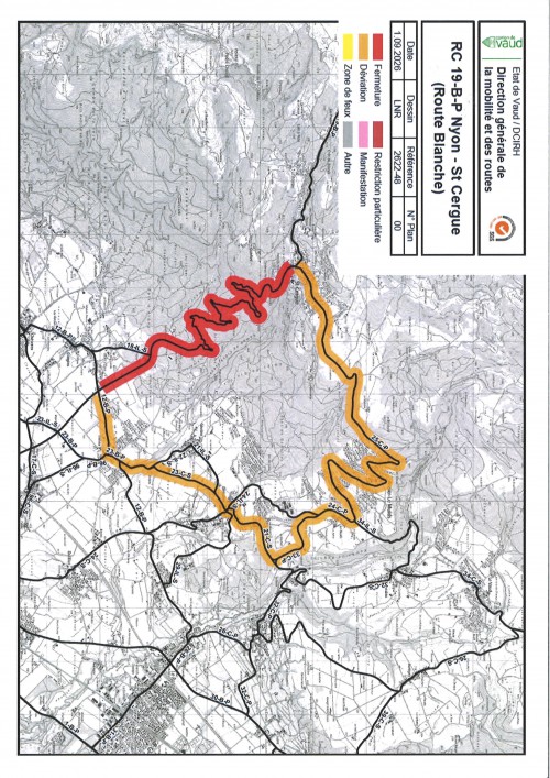 Restriction de circulation RC 19-B-P Nyon - Saint-Cergue (route Blanche)